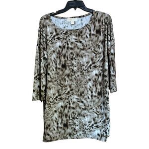Michael Kors Tunic Top Womens Large Multicolor Animal Print Stretch Blouse